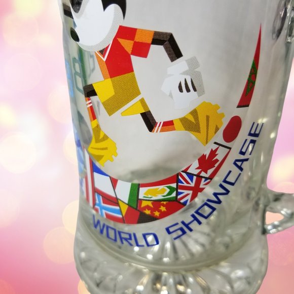 Mickey Mouse Coffee Mug Clear Glass 2018 World Epcot Disney World Showcase Stein - Picture 9 of 9